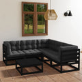 6 Piece Garden Lounge Set with Cushions Solid Pinewood