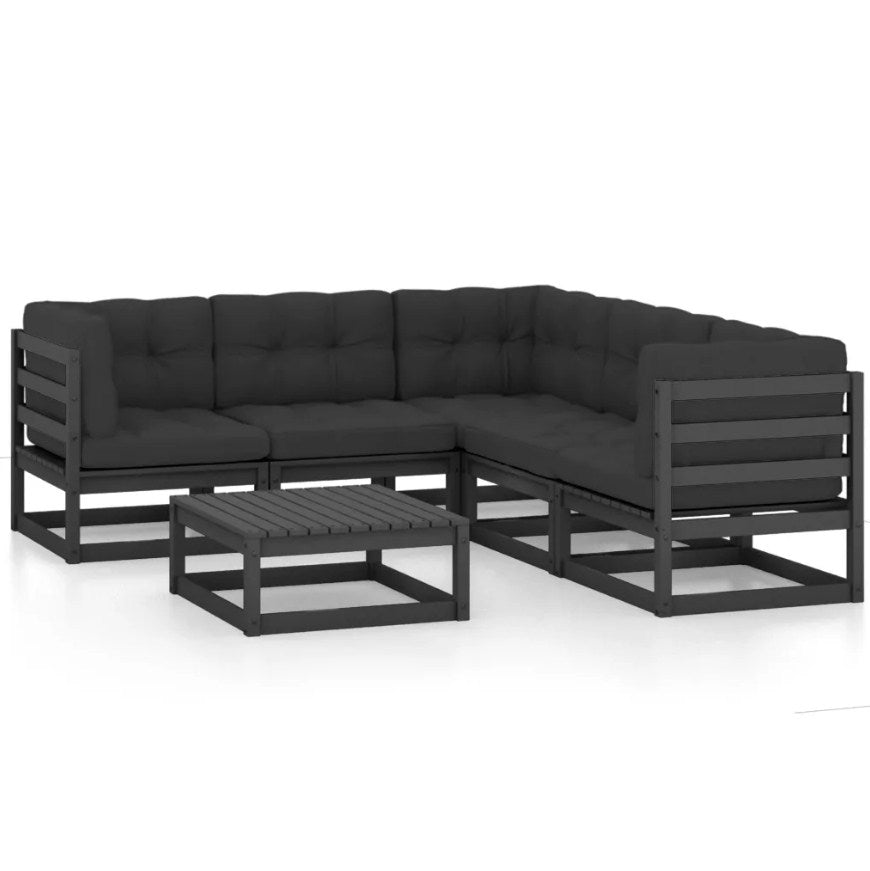 6 Piece Garden Lounge Set with Cushions Solid Pinewood