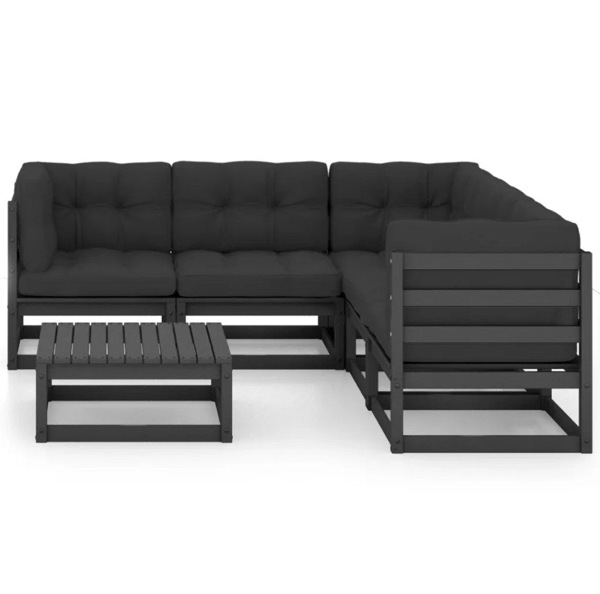 6 Piece Garden Lounge Set with Cushions Solid Pinewood
