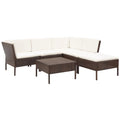 6 Piece Garden Lounge Set with Cushions Poly Rattan Brown